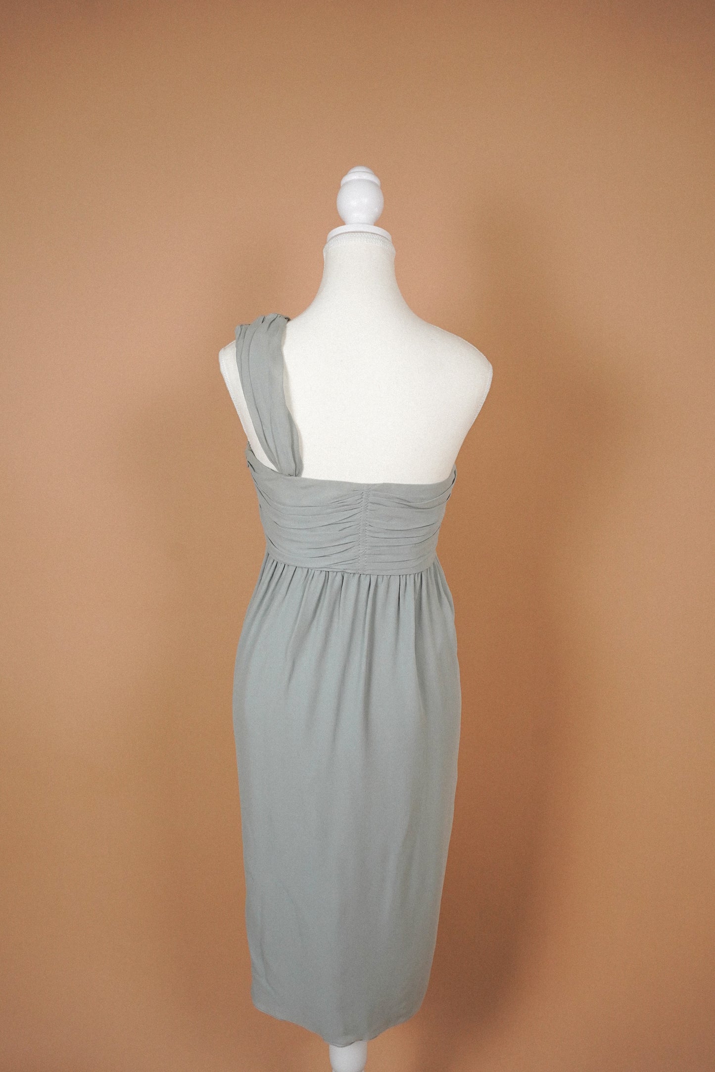 Valentino Dove Grey Silk One-Shoulder Dress (L)