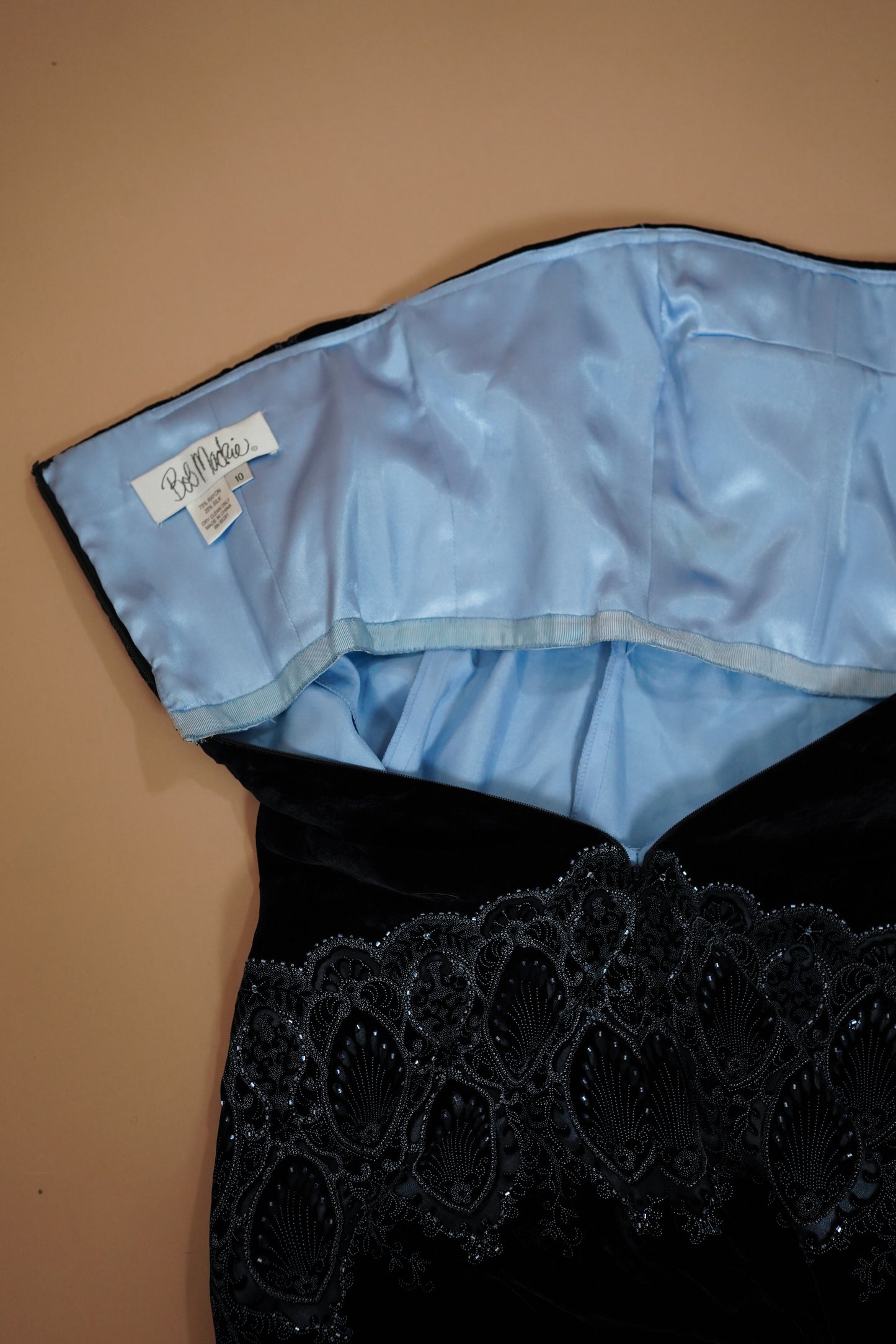 Vintage Bob Mackie Black Devoré Velvet Gown