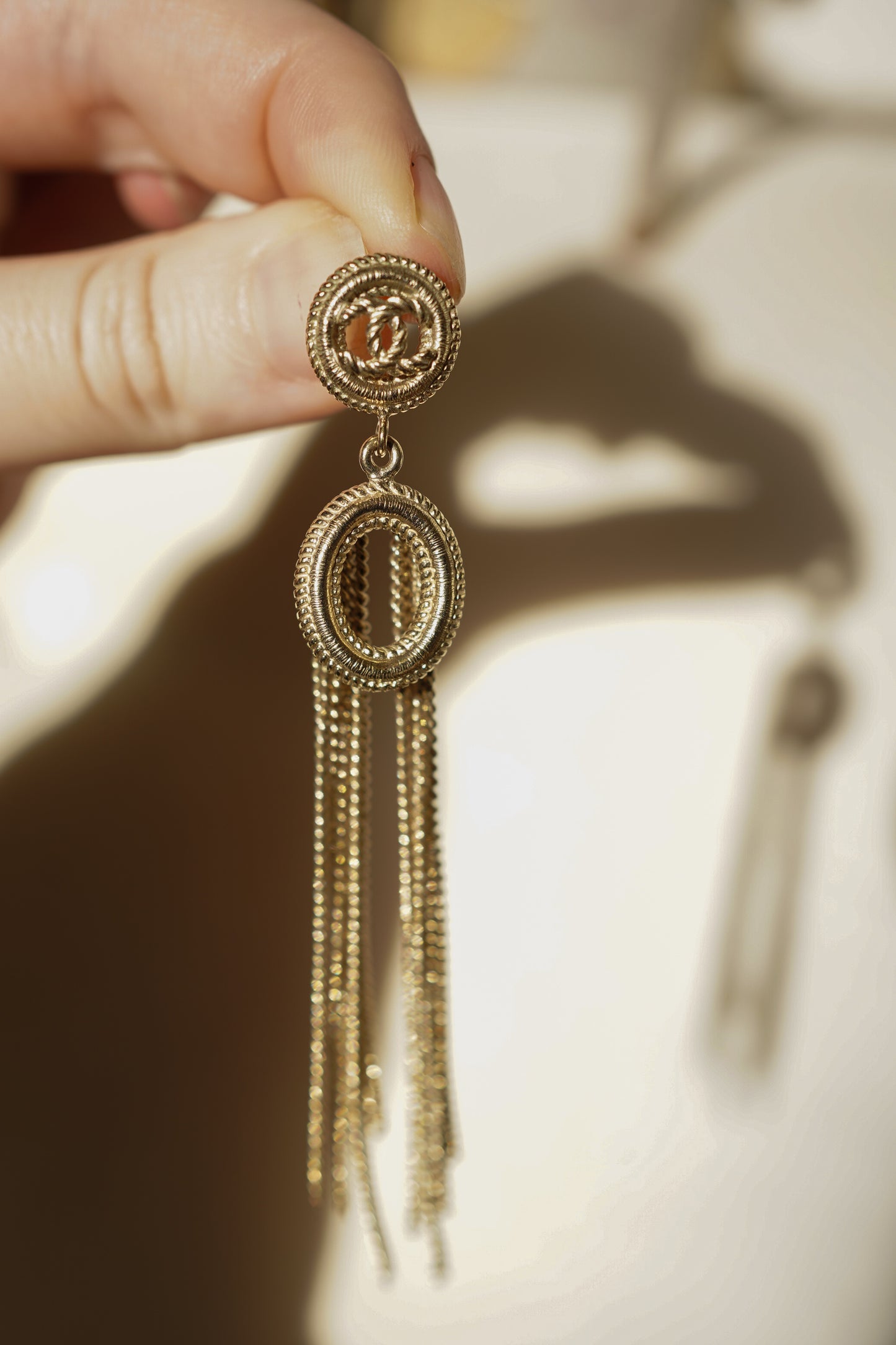 CHANEL Rope Medallion Tassel Earrings — B16 Pre-Fall 2016 — With Pouch