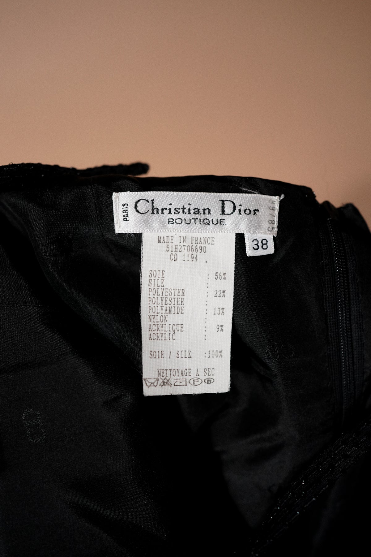 Christian Dior Boutique FW 1995 Runway Black Embellished Evening Gown — Christian Dior Boutique designer, size and care labels