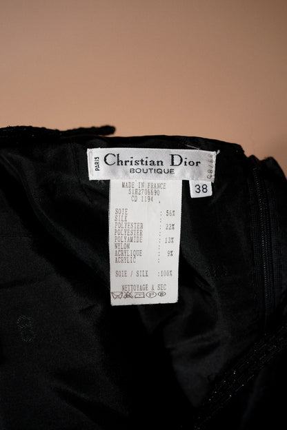 Christian Dior Boutique FW 1995 Runway Black Embellished Evening Gown — Christian Dior Boutique designer, size and care labels