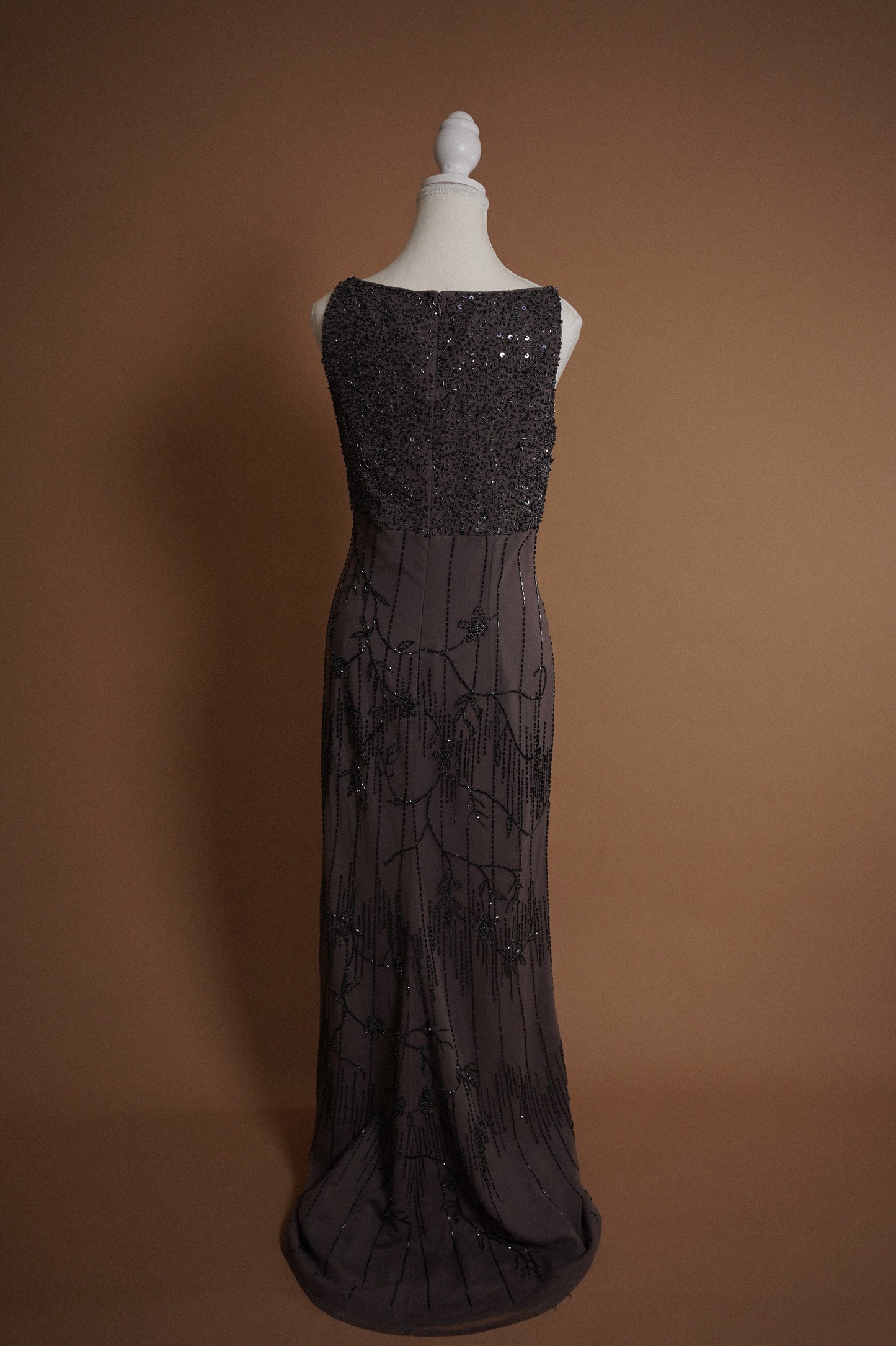 Beaded Bob Mackie Smokey Purple Gown