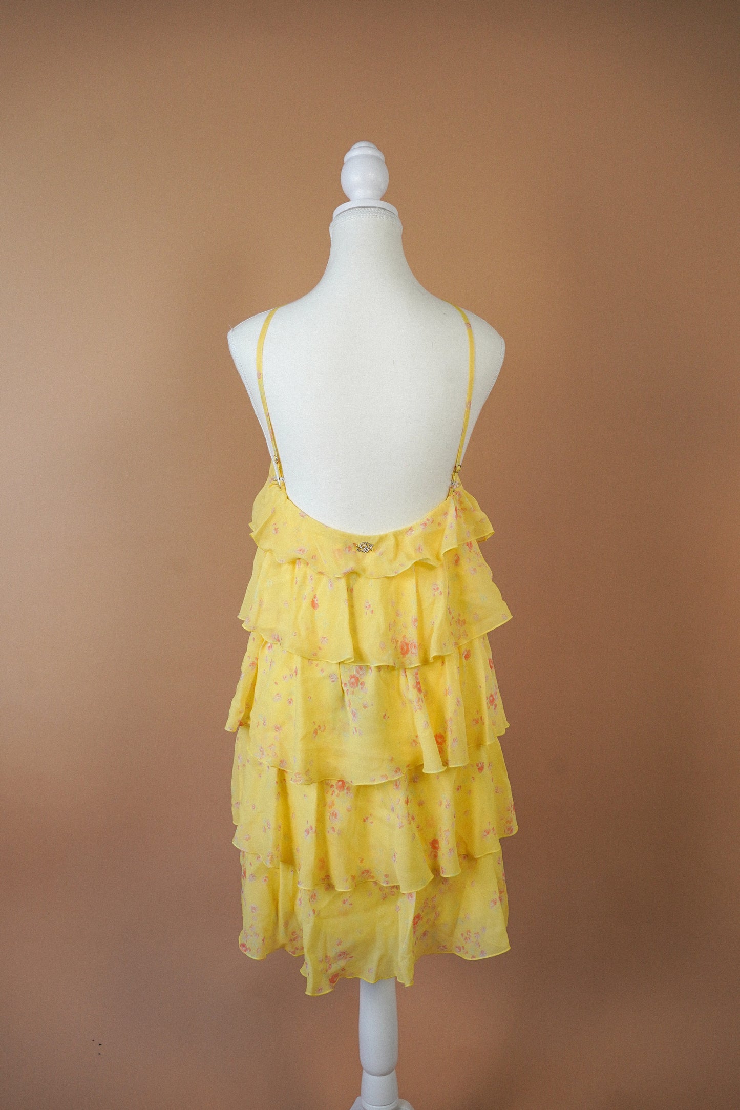 Blumarine New Yellow Floral Ruffle Dress (M)