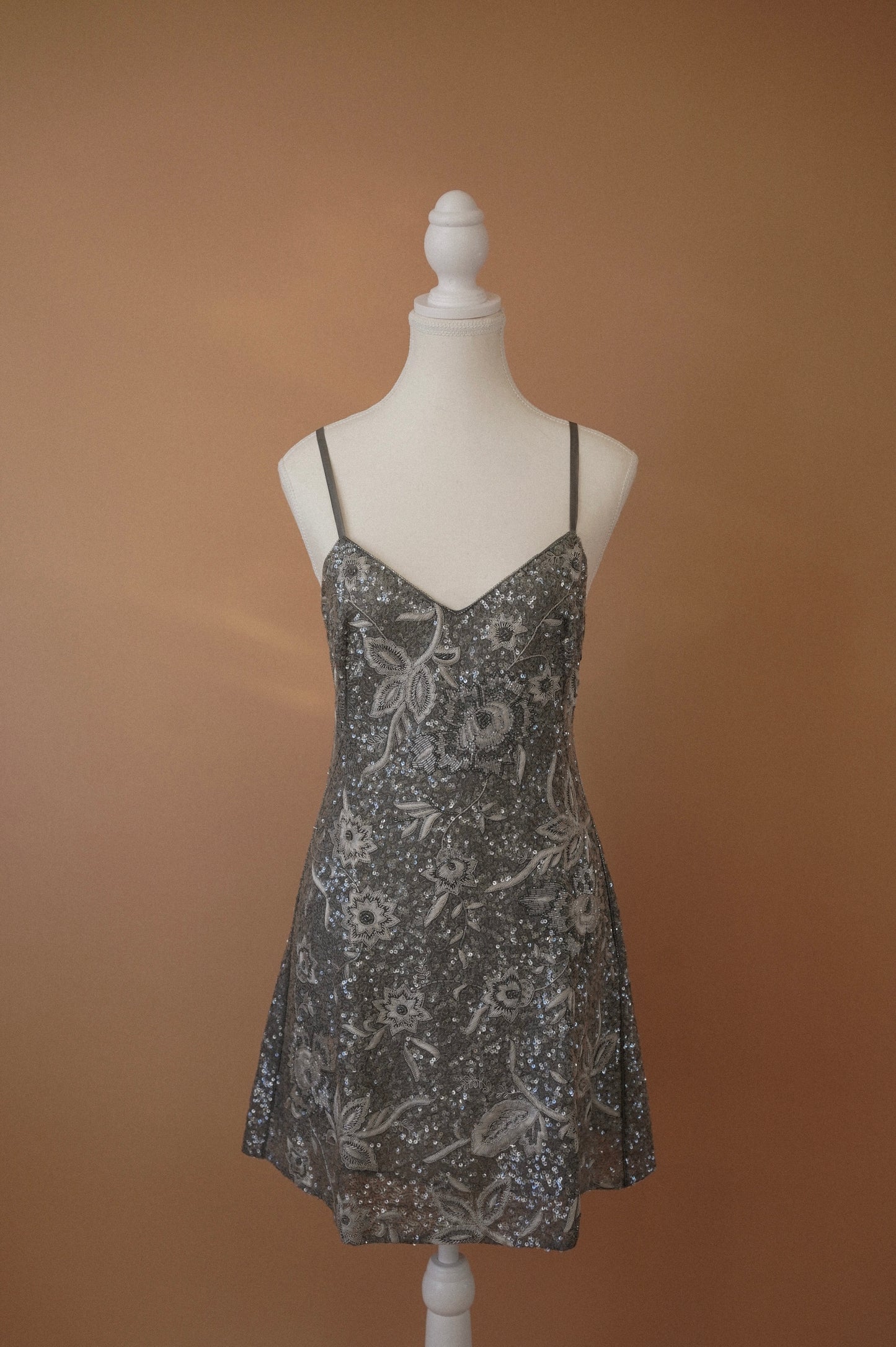 Alberta Ferretti Beaded Floral Slip Dress (M)