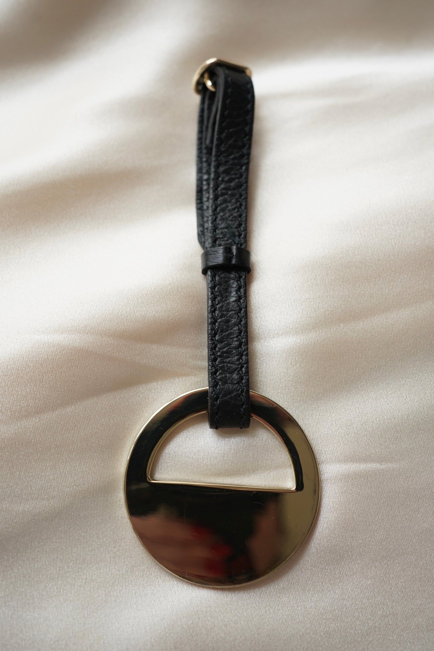 Gianni Versace Black Leather Medusa Keychain/Charm