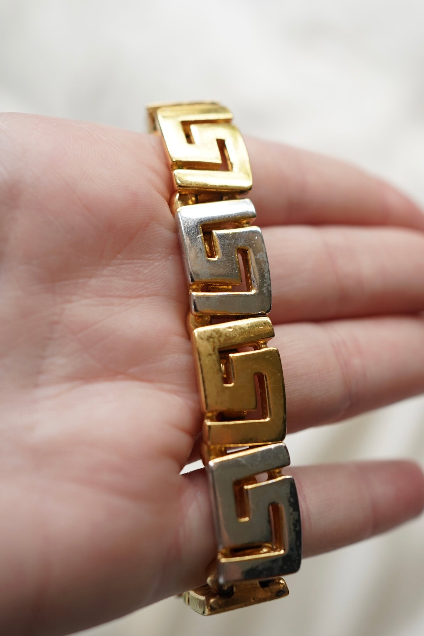 Gianni Versace Two-Tone Greek Key Medusa Link necklace