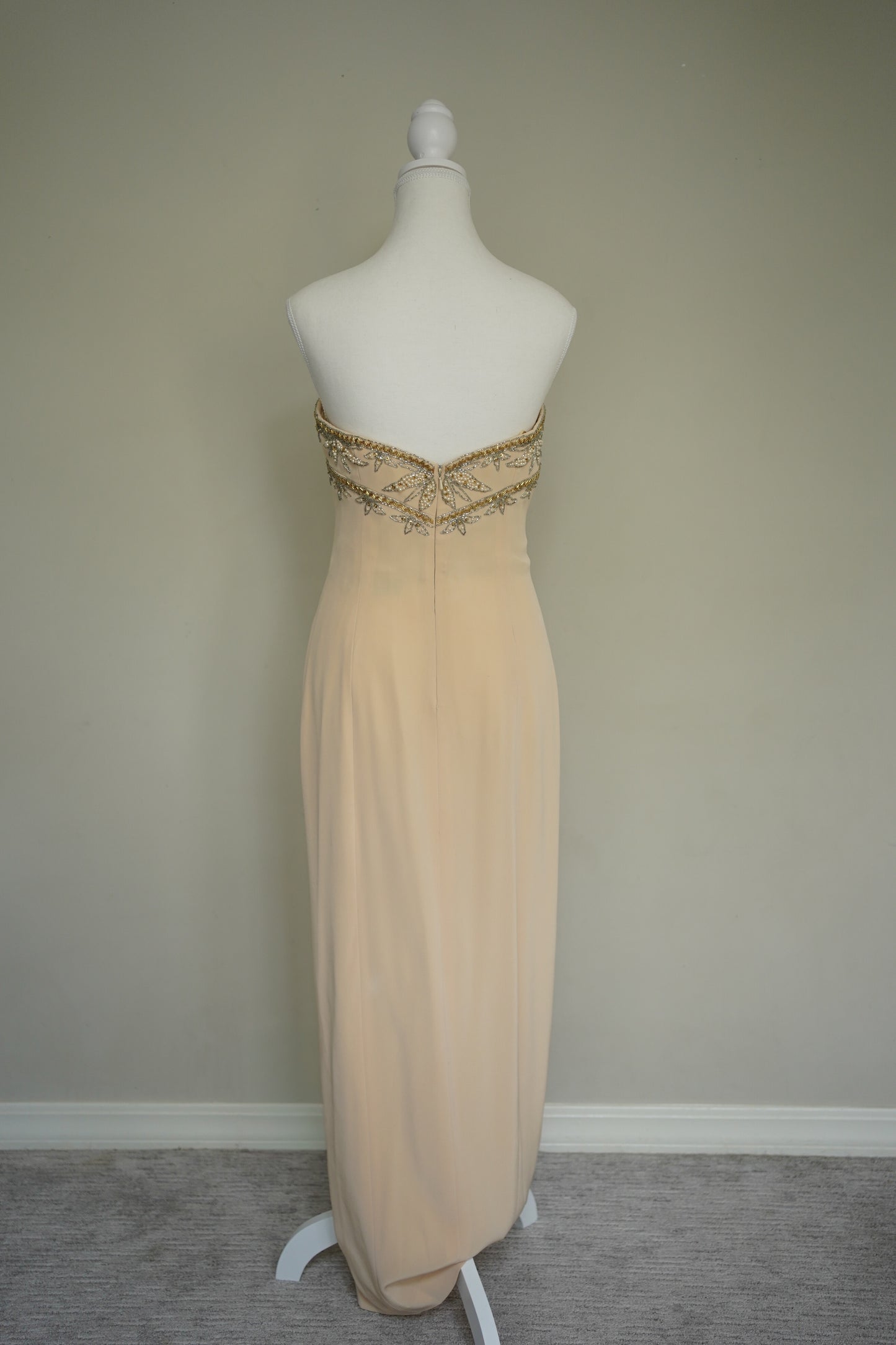 Vintage Champagne Beaded Gown