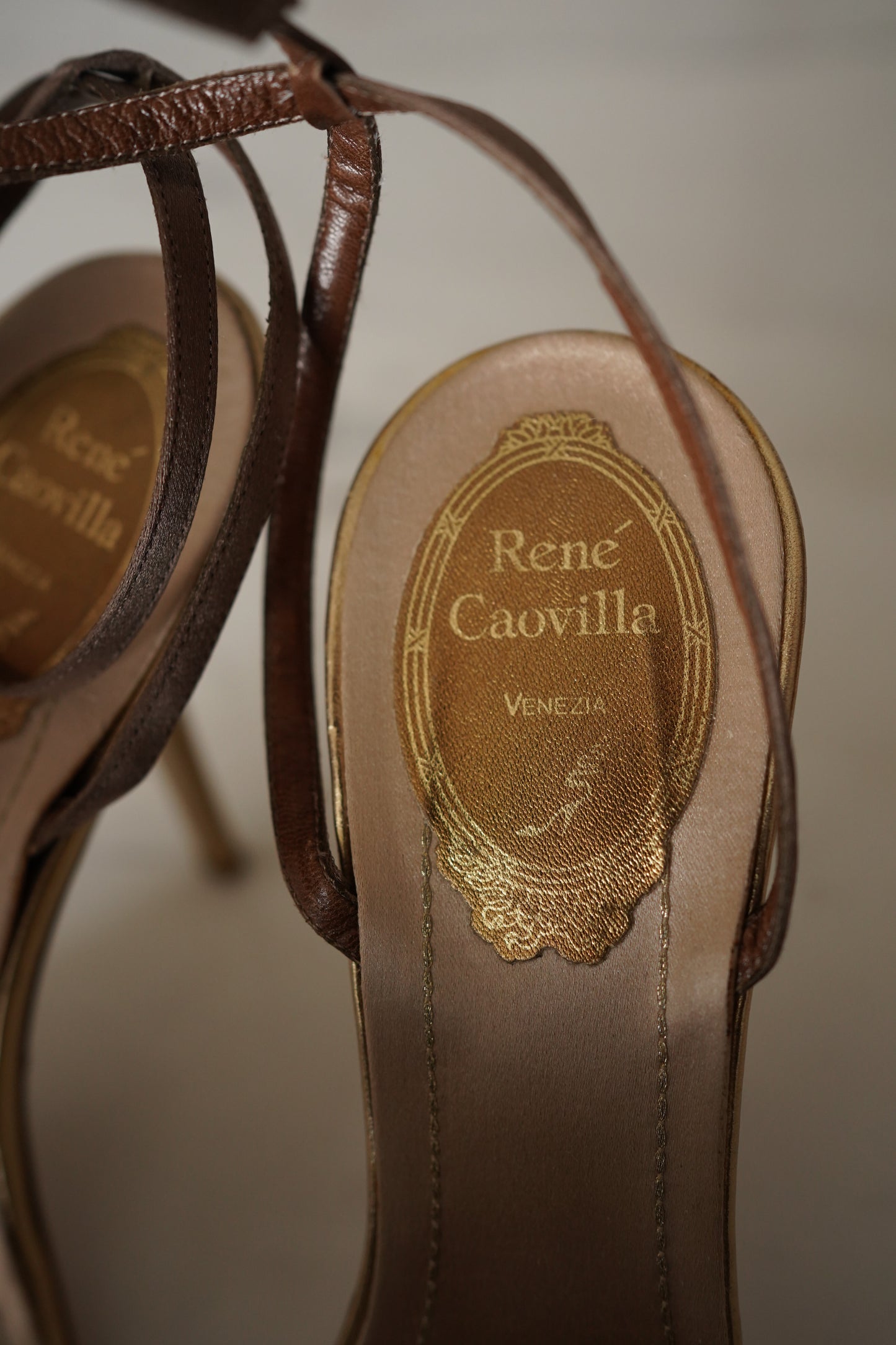 René Caovilla Crystal Embellished Flower Satin Ankle Strap Heels (38)