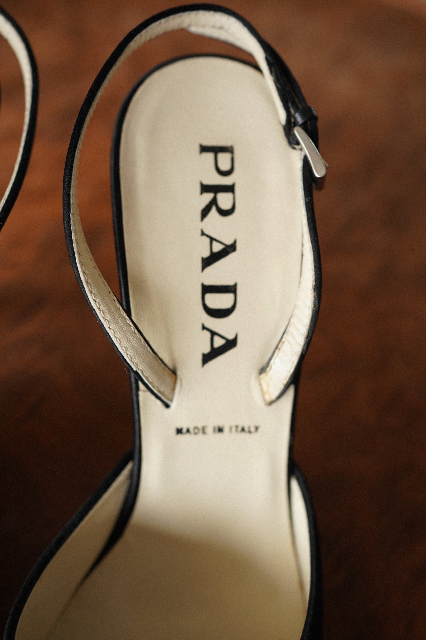 Prada Black Satin Bow Slingback Heels (36)