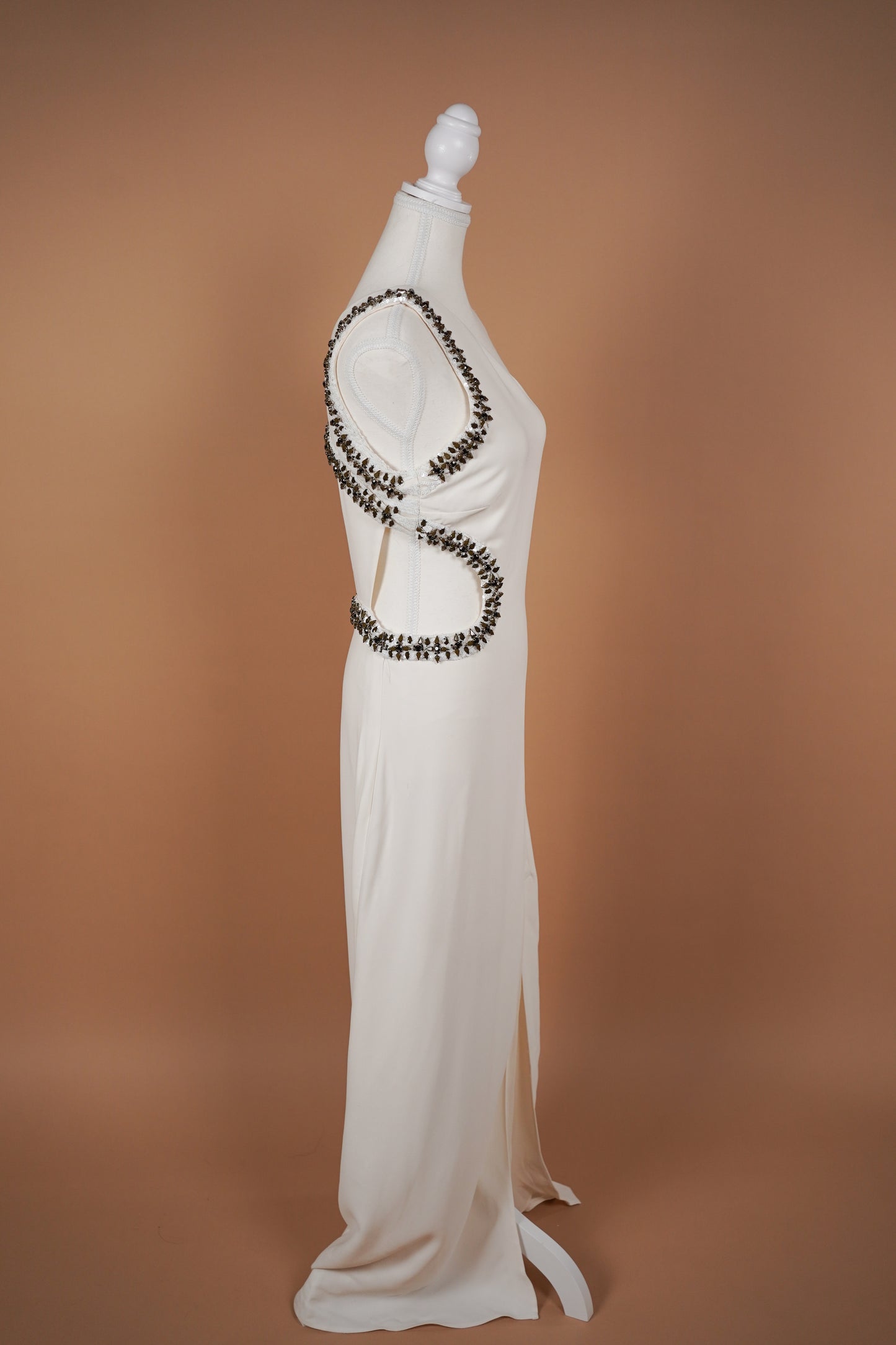 Roberto Cavalli Embellished White Gown (M)