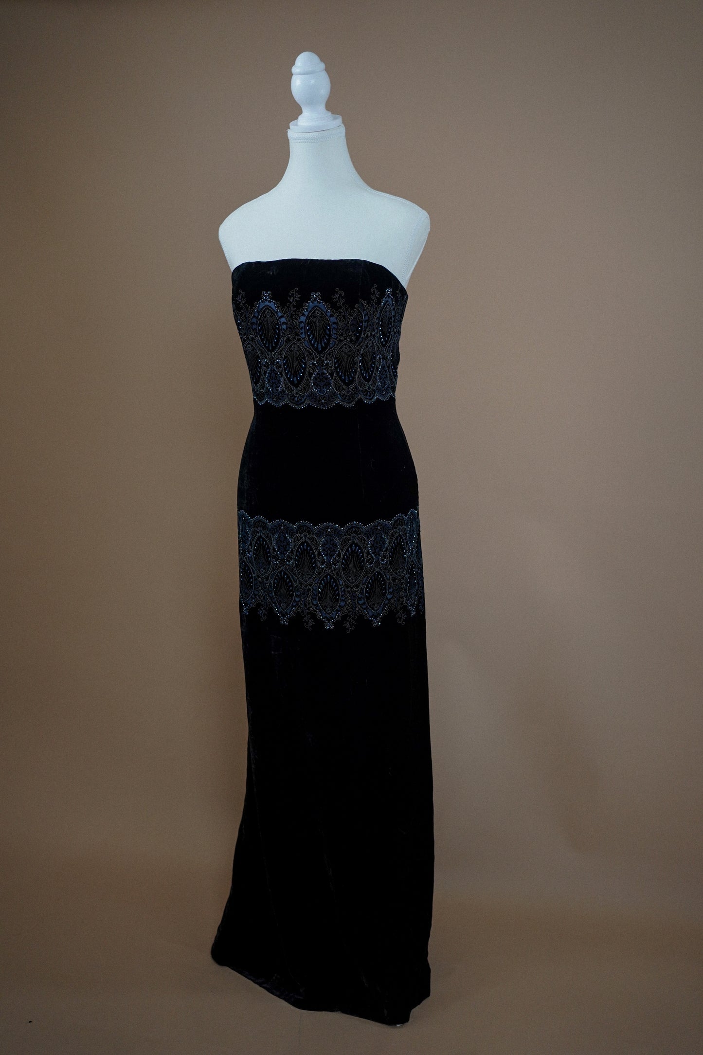 Vintage Bob Mackie Black Devoré Velvet Gown