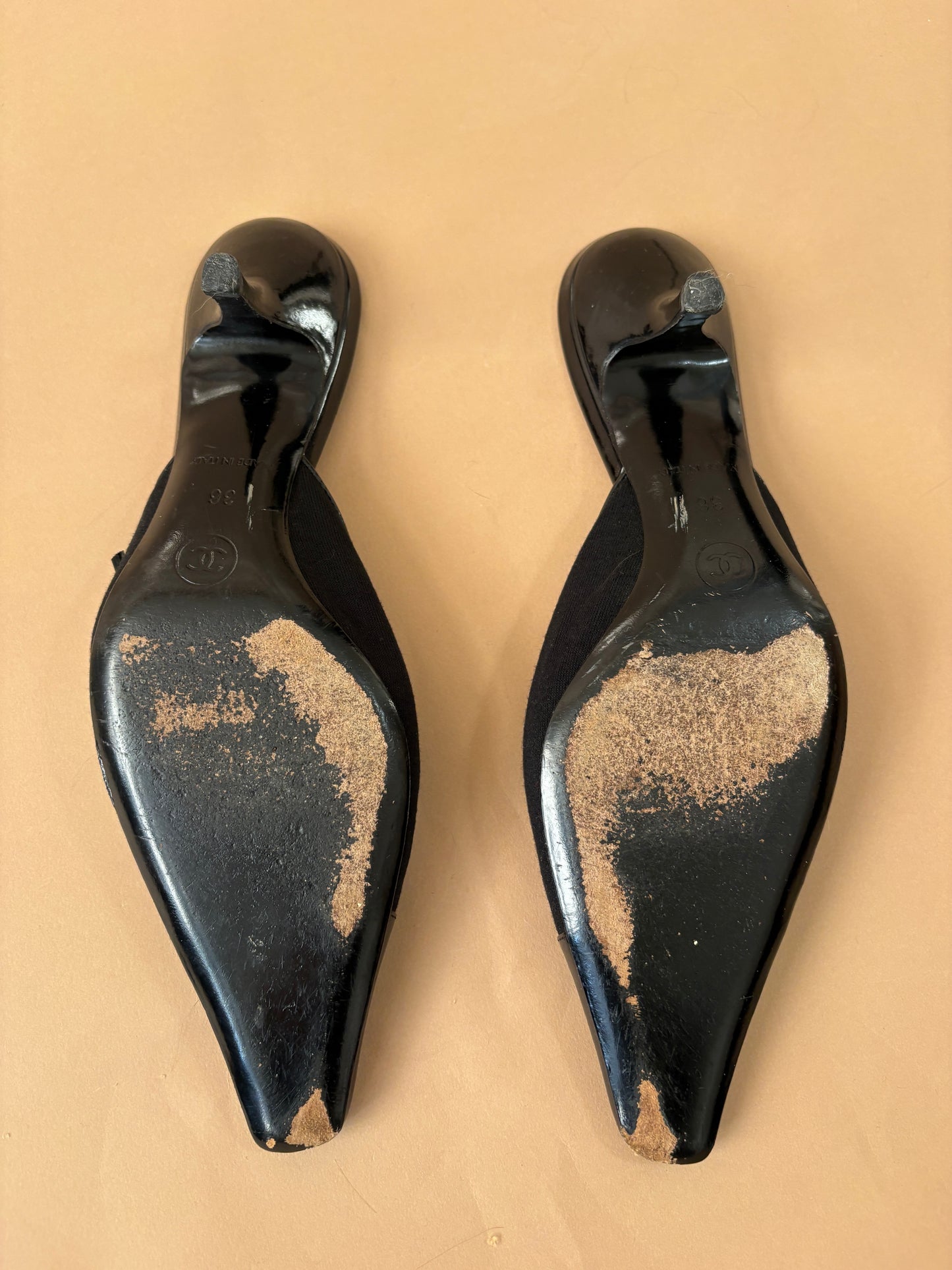 Vintage Black Chanel Kitten Heels