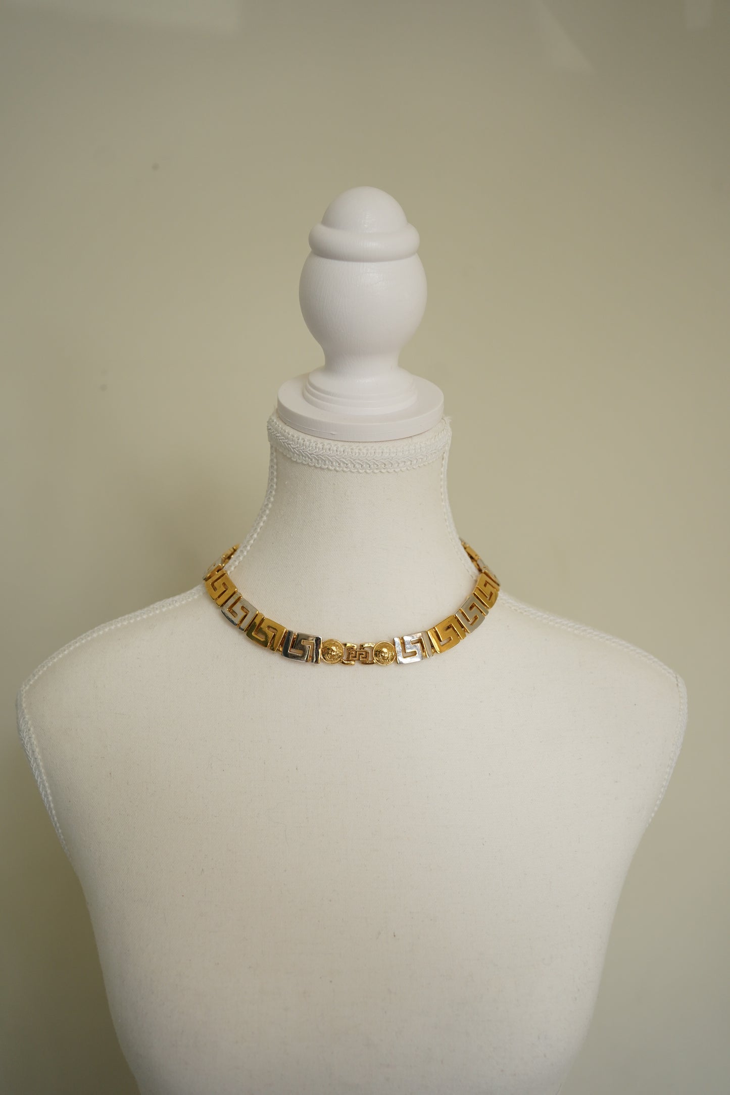 Gianni Versace Two-Tone Greek Key Medusa Link necklace
