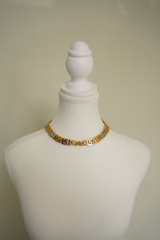 Gianni Versace Two-Tone Greek Key Medusa Link necklace