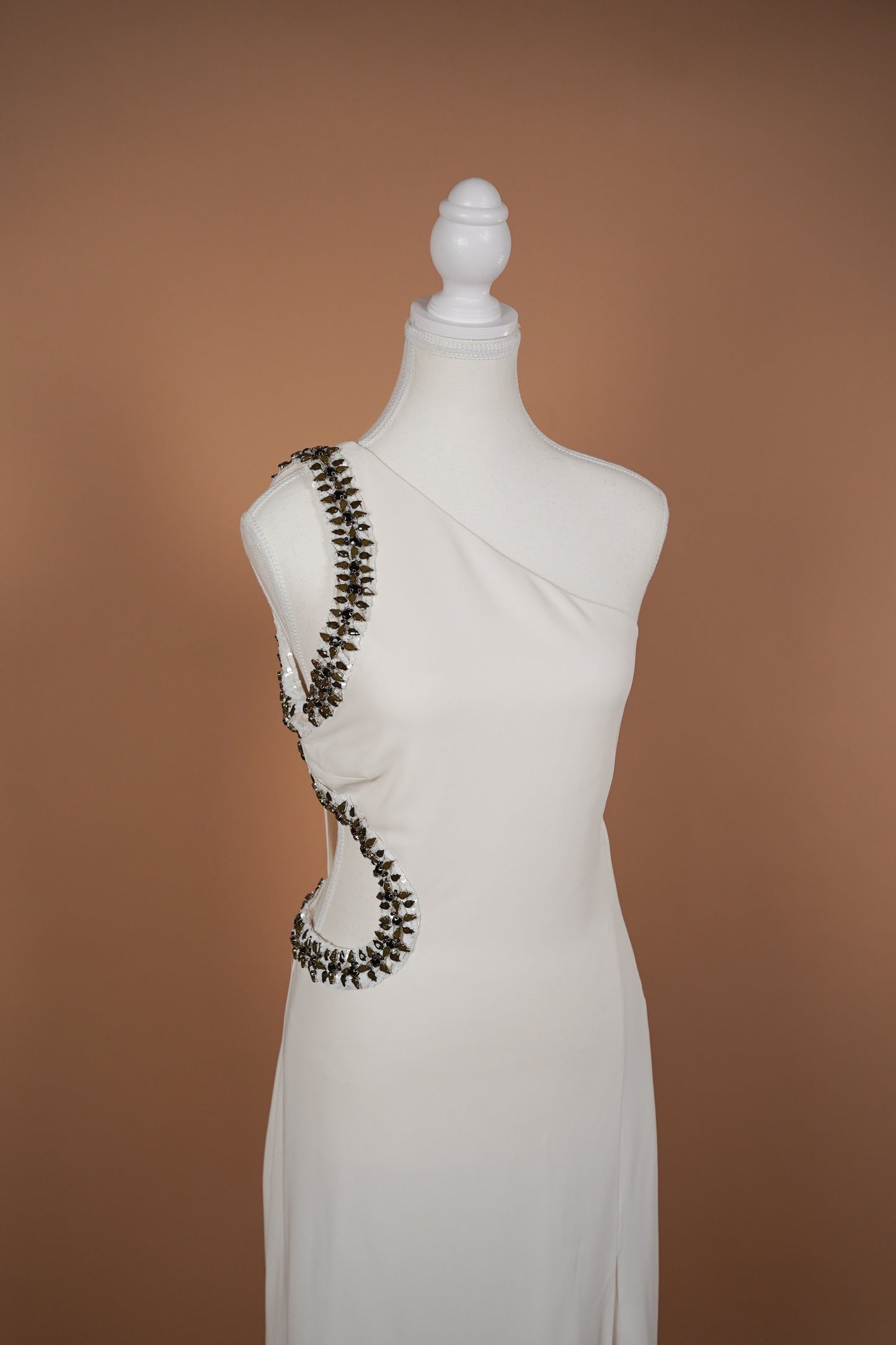 Roberto Cavalli Embellished White Gown (M)