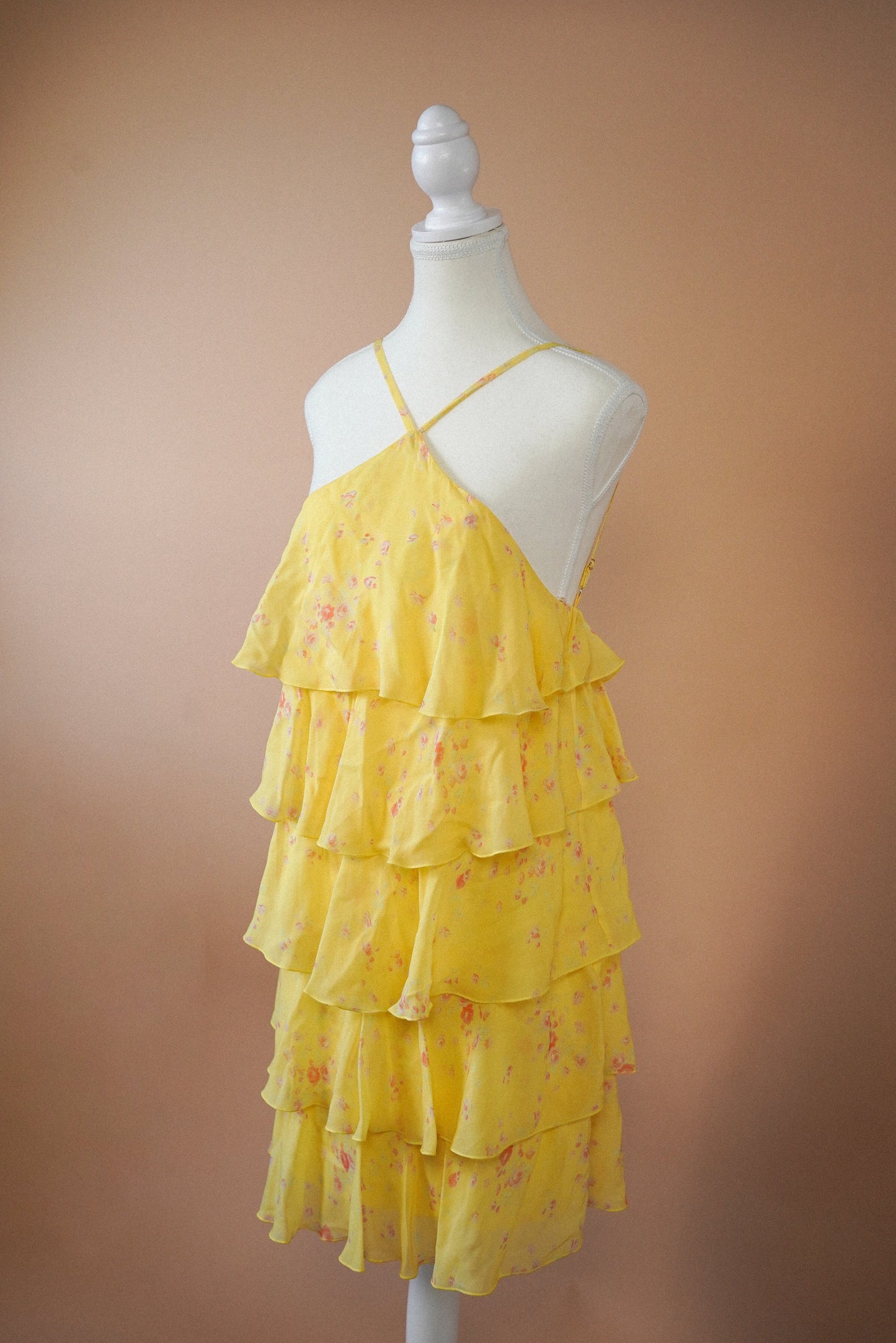 Blumarine New Yellow Floral Ruffle Dress (M)