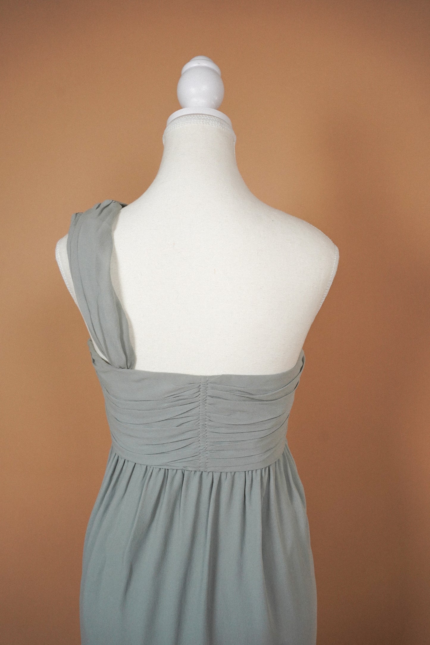 Valentino Dove Grey Silk One-Shoulder Dress (L)