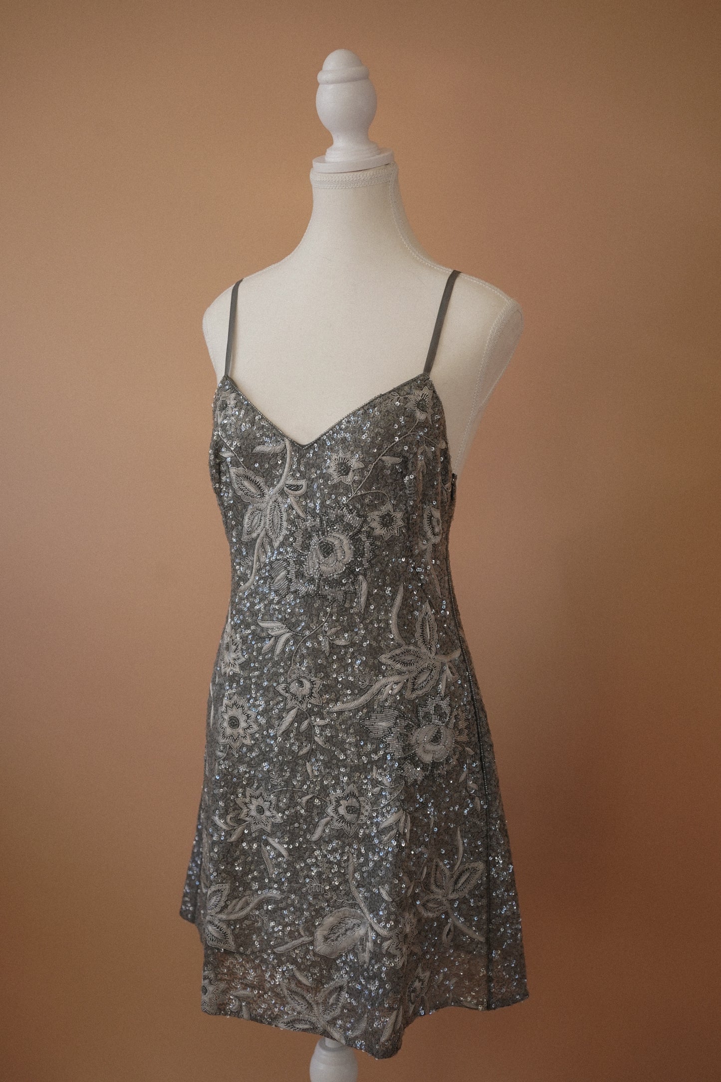 Alberta Ferretti Beaded Floral Slip Dress (M)