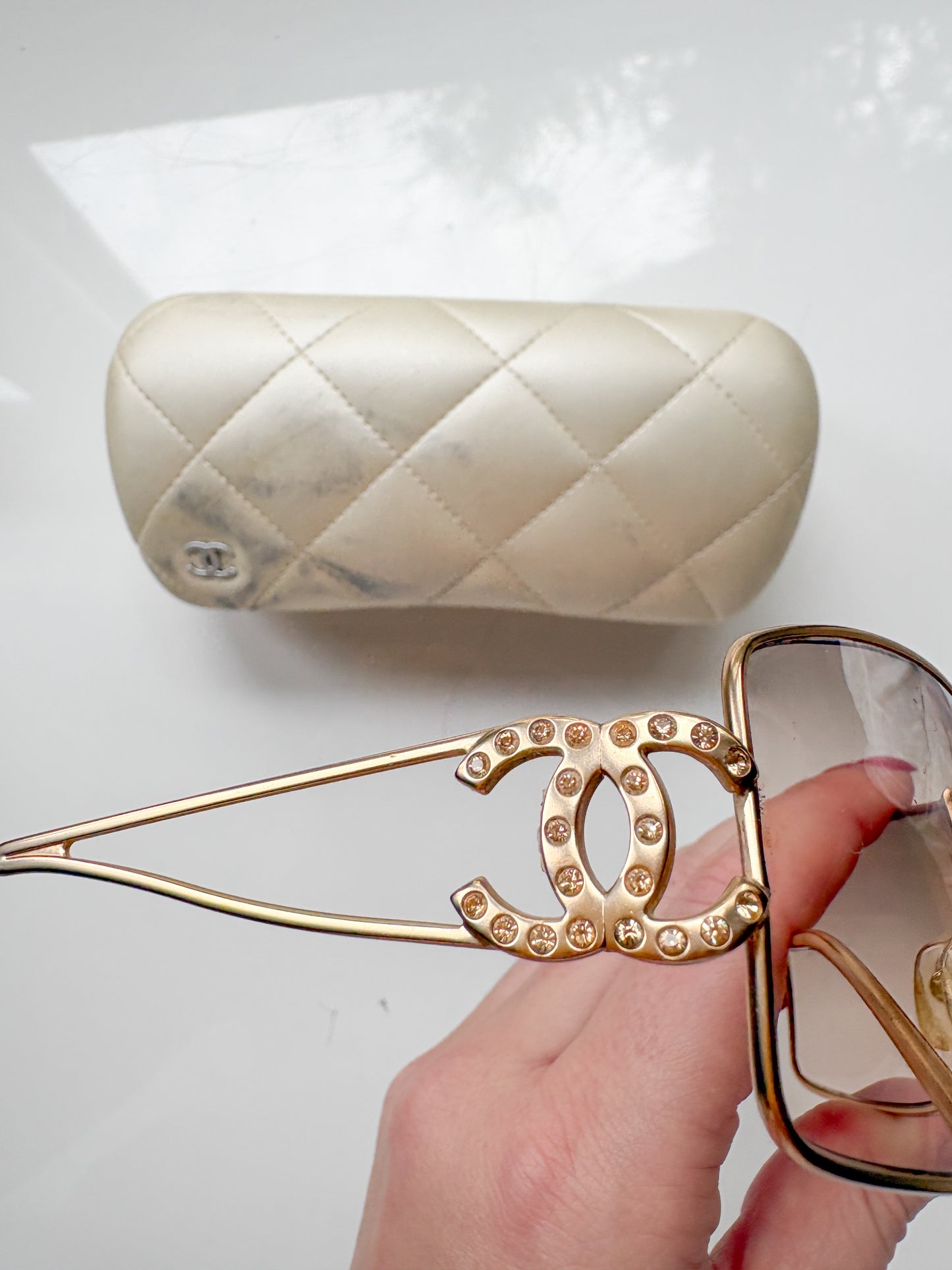 Chanel Gold CC Crystal Sunglasses