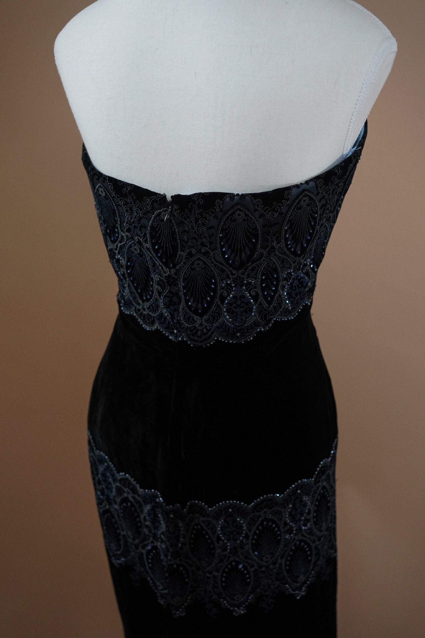 Vintage Bob Mackie Black Devoré Velvet Gown