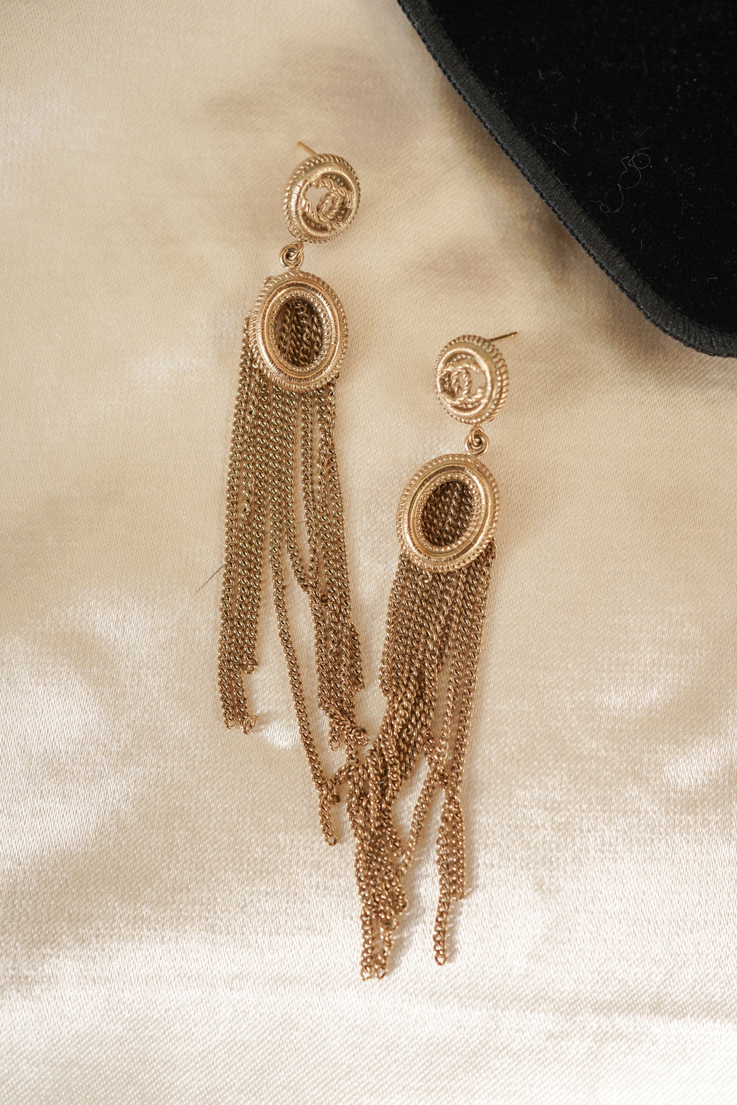 CHANEL Rope Medallion Tassel Earrings — B16 Pre-Fall 2016 — With Pouch