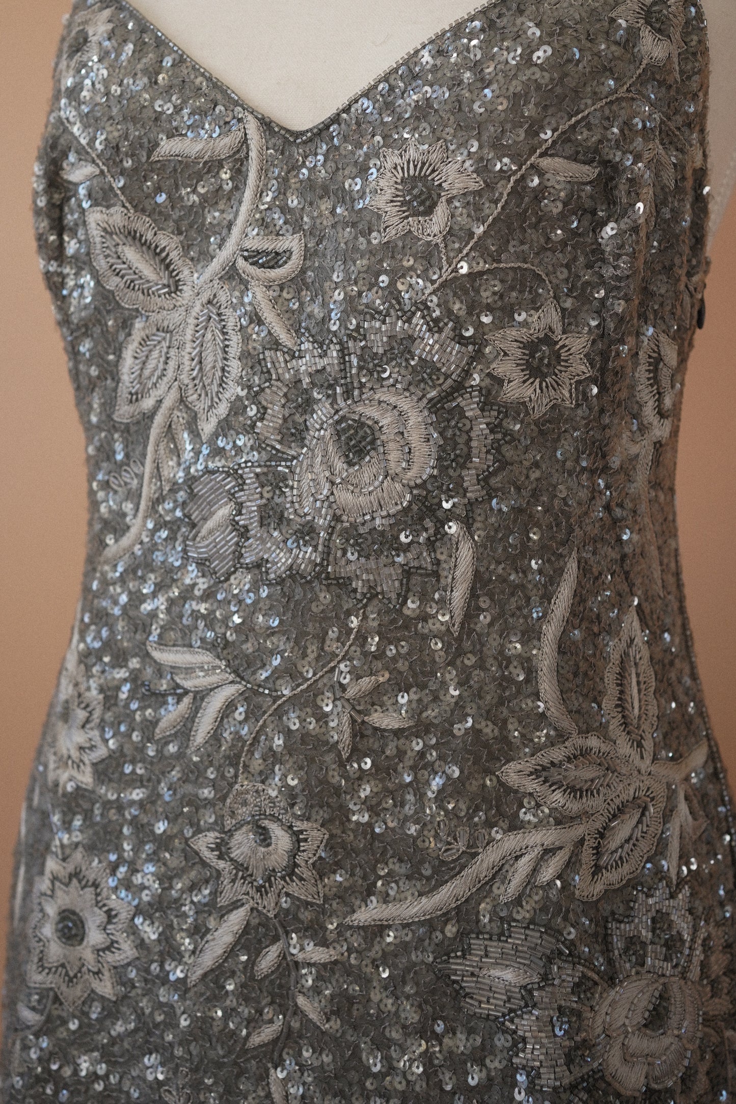 Alberta Ferretti Beaded Floral Slip Dress (M)