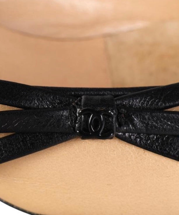 Chanel Two-Tone Bow CC Kitten Heels