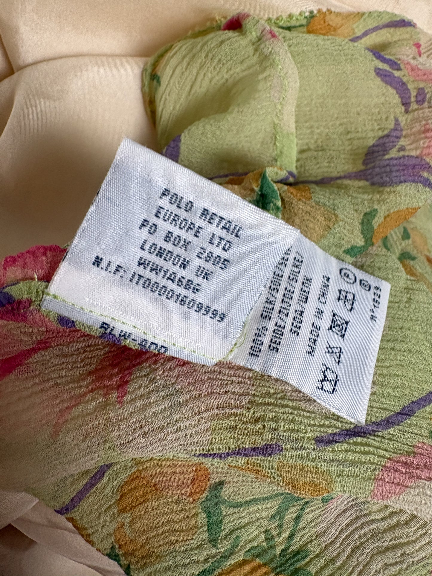 Ralph Lauren Vintage Silk Green Floral Dress (M)