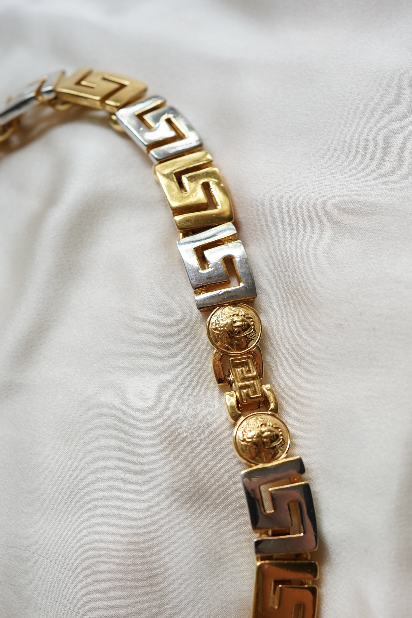 Gianni Versace Two-Tone Greek Key Medusa Link necklace