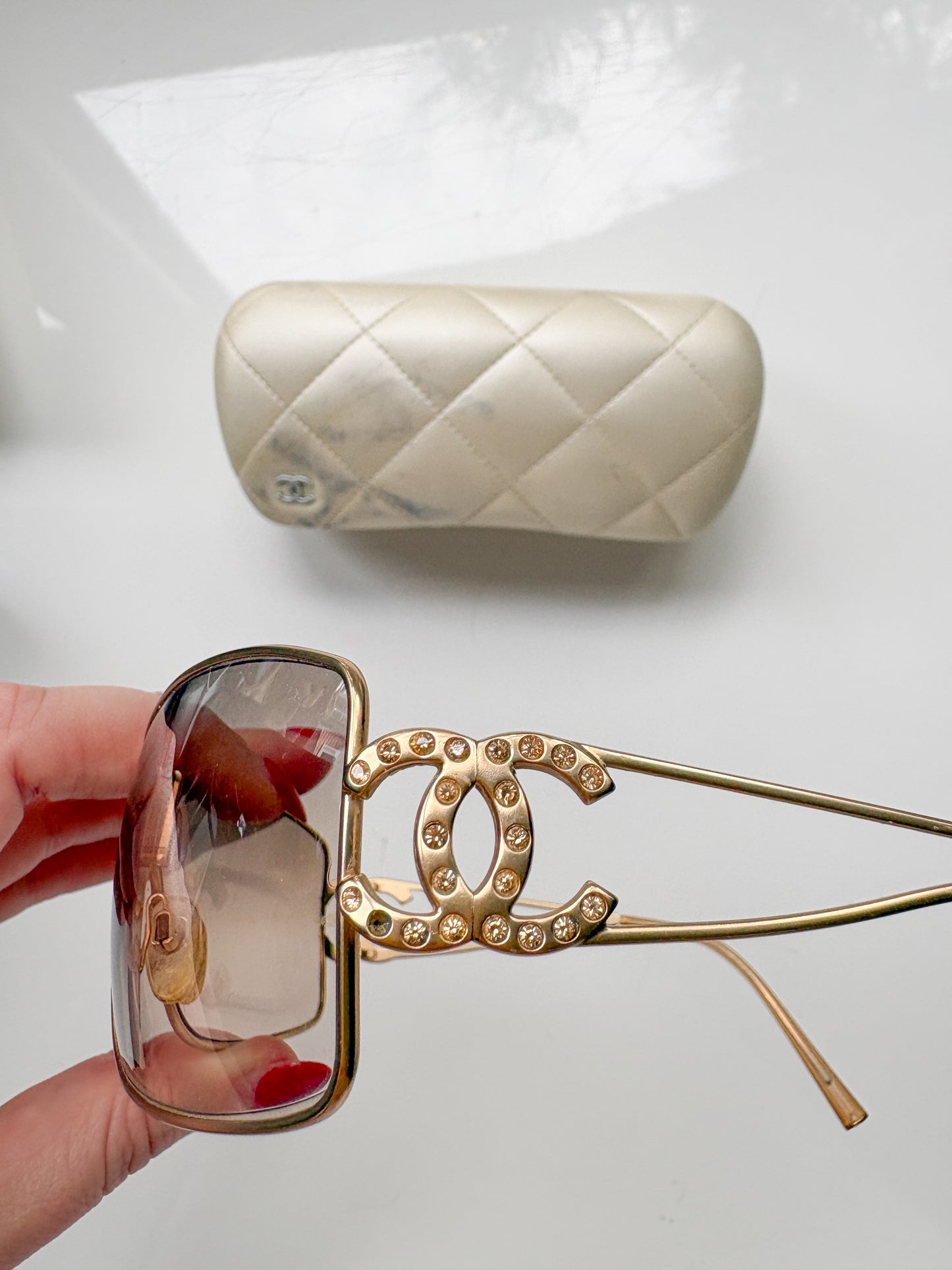 Chanel Gold CC Crystal Sunglasses