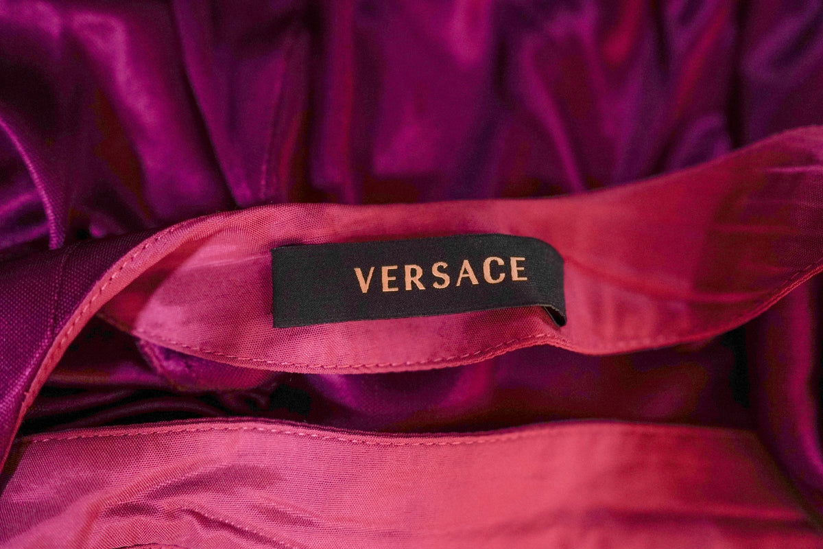 Versace FW 2006 plum pleated and ruched dress